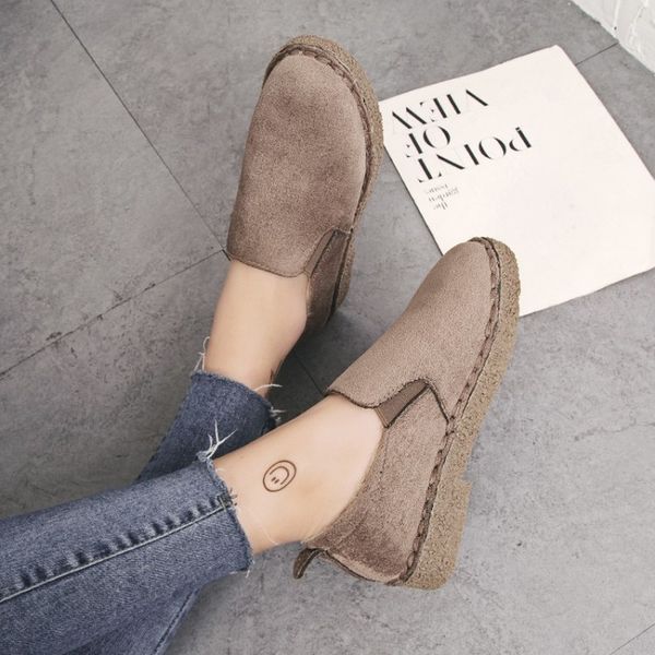 

new winter trend flock platform flats women slip-on loafers slip on round toe creepers female warm soft flat shoes y18-16, Black