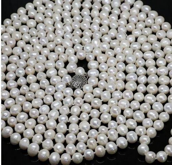 

fashion fine jewelry new fashion jewelry 7-8mm black akoya cultured pearl necklace 50inch, Silver