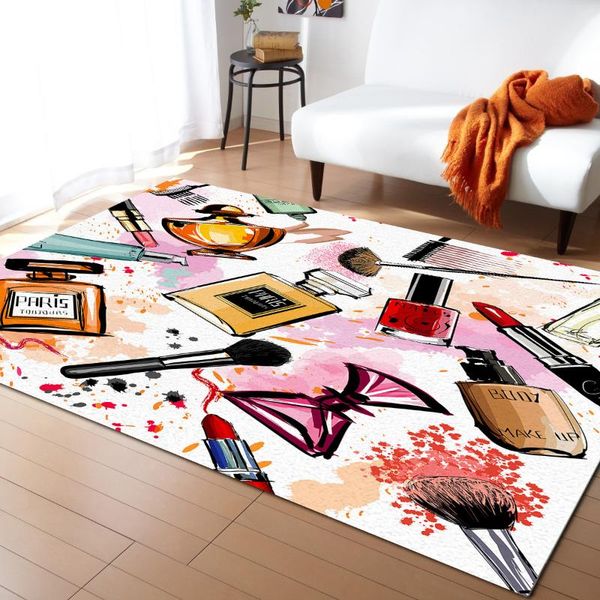 

female cosmetics perfume lipstick bow carpets for living room bedroom area rug kids room play mat 3d printed home large carpet