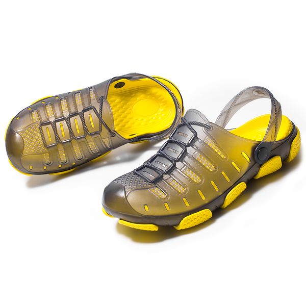 

men sandals men green garden casual rubber for male sandals summer slides crocse swimming jelly shoes, Black