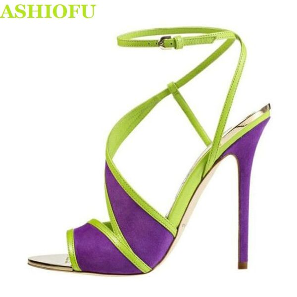 

ashiofu new style handmade women's high heel sandals fashionable stiletto shoes plus size 5-15 daily wear sandals shoes, Black