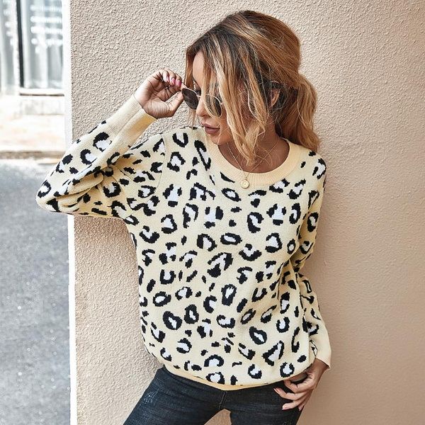 

women's sweaters leopard sweater backless women long sleeve loose lady soft warm streetwear casual blouse knit pullover winter clothes, White;black
