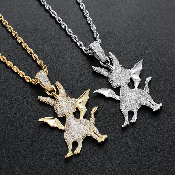 

hip hop brass jewelry cz animal wing pendant necklace men and women party gift cn195, Silver