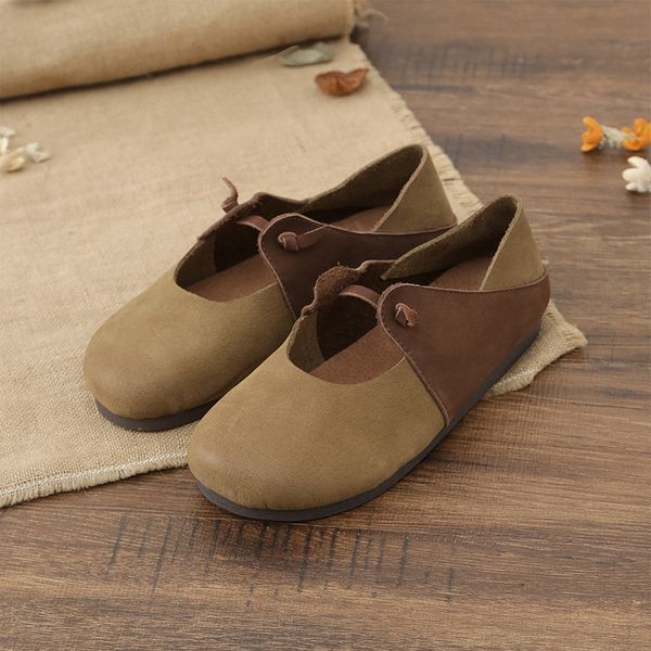 

ethnic style handmade summer soft bottom design round toe mix color flat shoes vintage genuine leather women flats girl loafer, Black