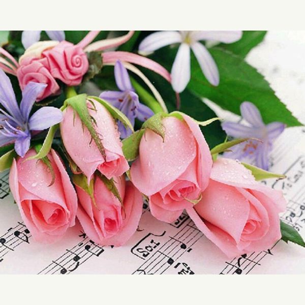 

pink rose 5d diy diamond painting full round daimond embroidery diamante mosaic rhinestones cross stitch kit home decor