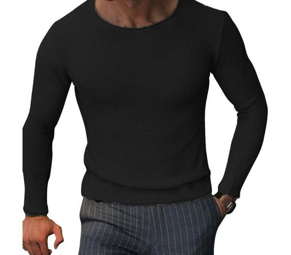 

slim fit o-neck sweater knitted autumn winter warm knitting clothes sweater casual cool pullover long sleeve men solid, White;black