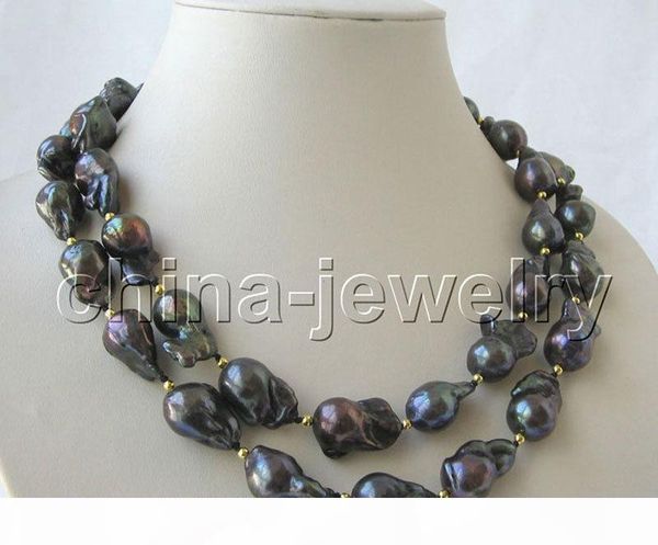 

buy pearl jewelry stunning 88cm 25mm natural black reborn keshi baroque pearls necklace, Silver