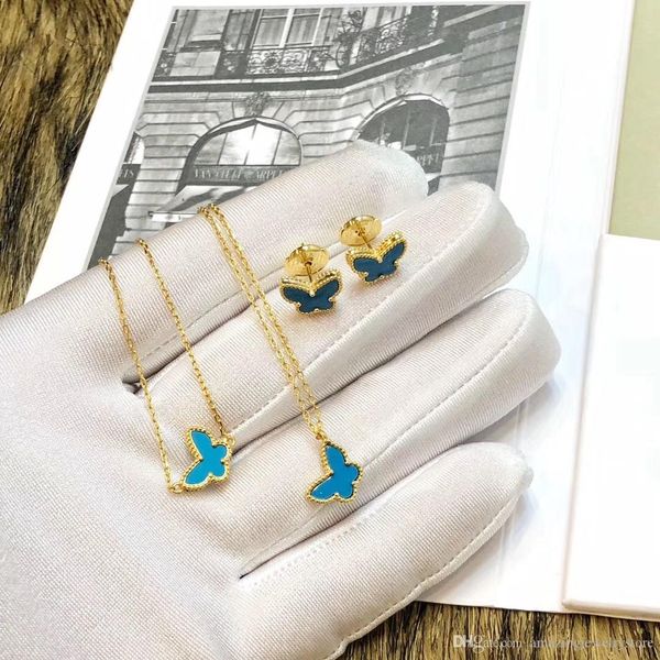 

2019 New arrival Top Exquisite stud butterfly earring with nature shell and blue color women Stud Earrings Fashion Simple free shipping gi