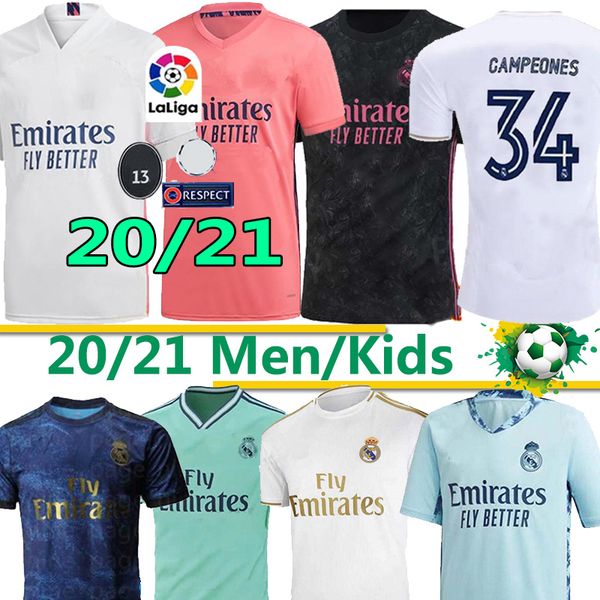 

thailand real madrid jerseys 20 21 soccer jersey hazard sergio ramos 34 campeones camiseta football shirt uniforms men + kids kit sets 2020, Black;yellow