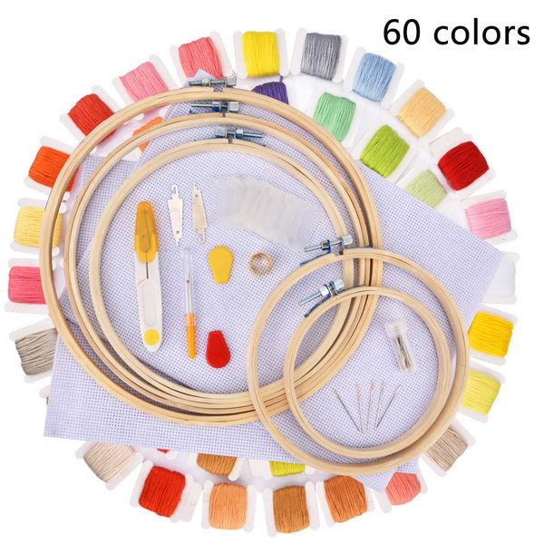 

144pcs cross stitch kit 60 colors threads needlework diy embroidery home decor