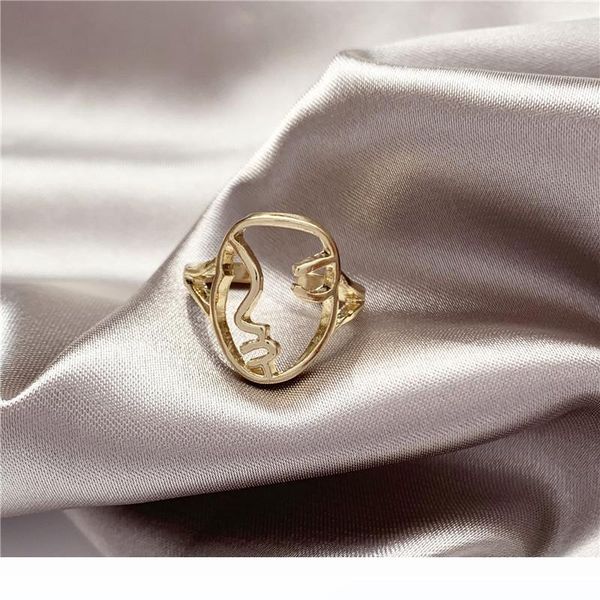 

spaloria trendy fashion 2020 new face metal smooth open adjustable ring for women female girl party korea jewelry accessories, Silver