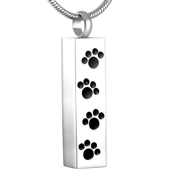 

kasdf5054 dog paw printed 316l stainless steel cremation jewelry, memorial urn locket for human/ animal ashes keepsake men women, Silver