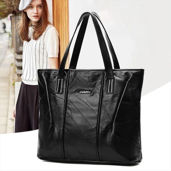 

sheepskin leather large capacity handbags shoulder bags womens tote euramerican style elegant shopping bags