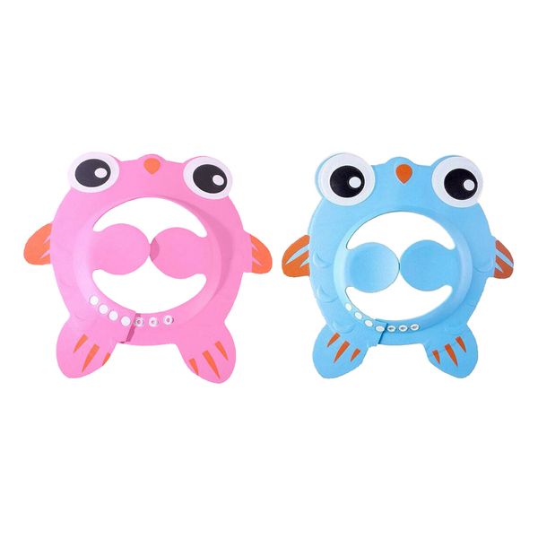

2pcs adjustable baby shower cap ear cover bath hat wash hair pink+blue