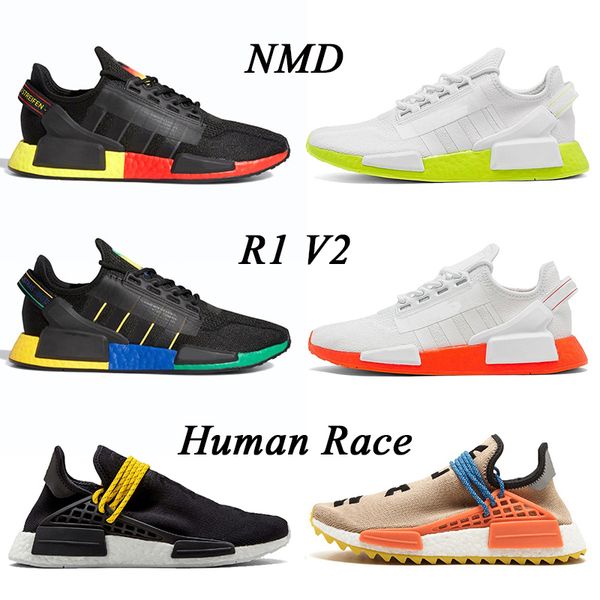 

2020 new womens mens nmd r1 v2 running shoes black white volt fashion pharrell williams human races sports trainers sneakers