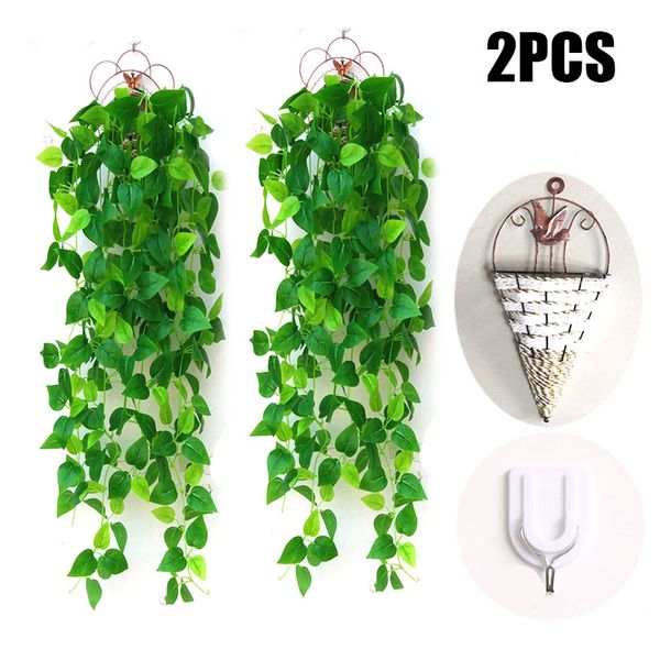 

2pcs hanging plants with basket ivies leaves for home wall wedding party decor p7ding