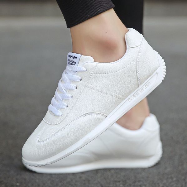 

women trainers running shoes pu leather white lace up business casual shoes male outdoor walking jogging sports
