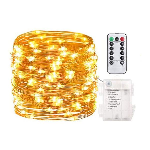 

led strings lights, 16.4ft 50 leds waterproof starry fairy light, 8 modes, battery powered decorative lighting for patio garden wedding