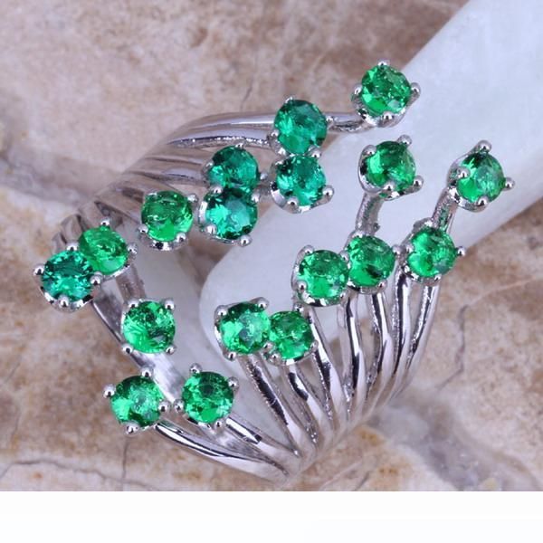 

unique green cubic zirconia 925 sterling silver ring for women size s0222