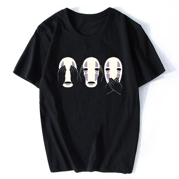 

японский аниме нет face shirt men studio ghibli миядзаки хаяо anime дух away black t shirt men мультфильм лето футболка