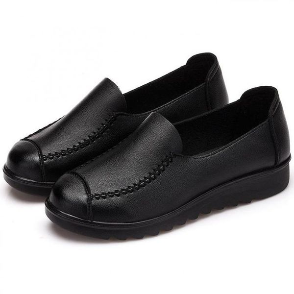 

2020 women flat shoes casual slip on loafers soft comfortable moccasins mother single leather shoes zapatos mujer ing, Black