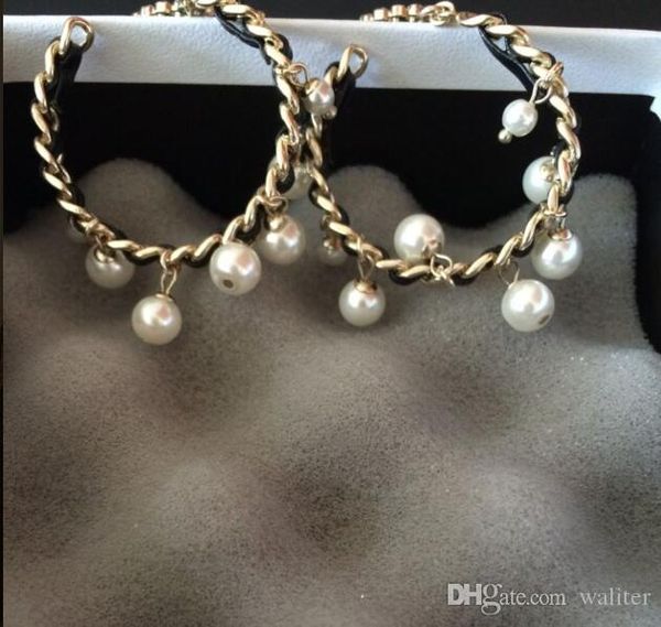 

newfashion classics big round crystal pearl earring jewelry brand earrings for wedding provide bag for gift, Golden;silver