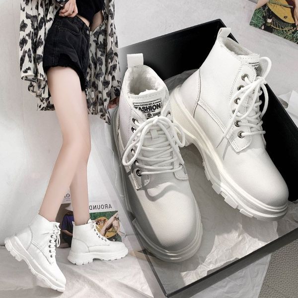

wgznyn 2020 soft split leather women white ankle boots punk motorcycle boots female autumn winter shoes woman botas mujer, Black
