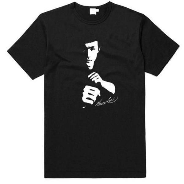 

2020 Black Bruce Lee Silhouette T-shirt Men High Quality Tops Breathanle Casual Men Tees