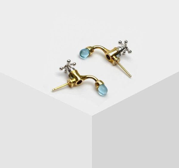 

wholesale fashion geometry design blue water faucet002, Golden;silver