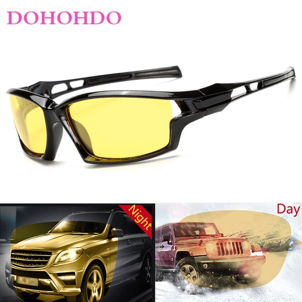 

dohohdo night vision sunglasses men gafas para manejar fashion polarized night driving enhanced light at rainy cloudy fog day, White;black