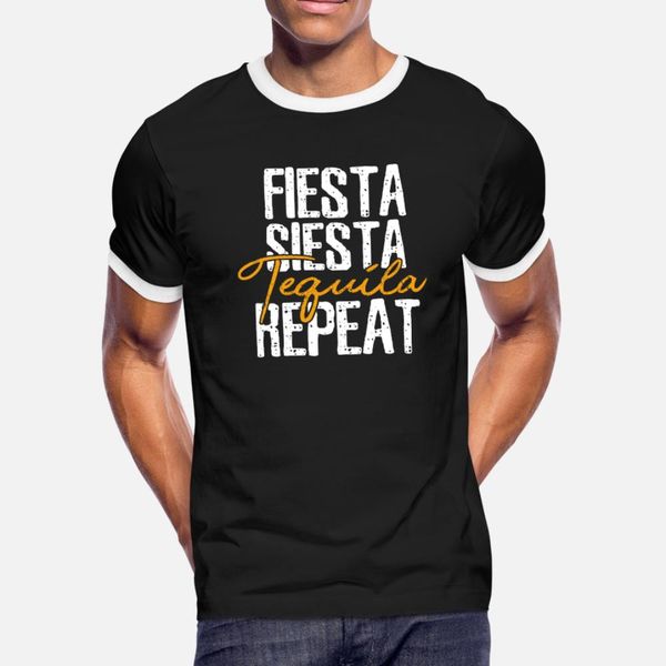 

fiesta siesta tequila repeat mexico mexican gift t shirt men design short sleeve round collar clothes graphic summer style shirt