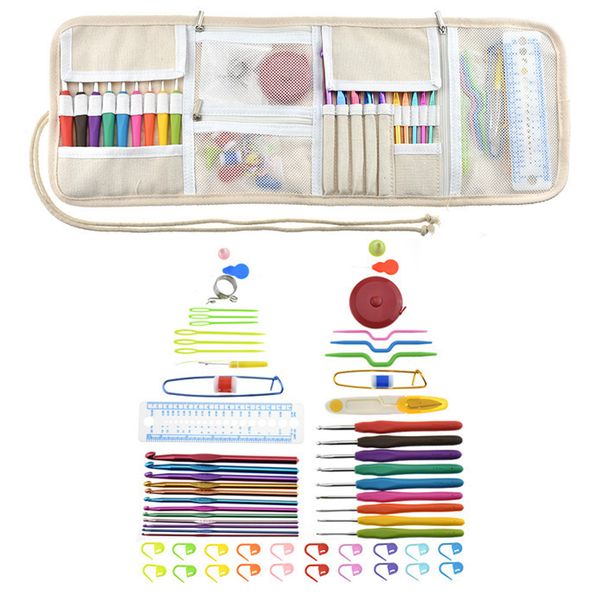 

portable crochet hook practical hand craft knitting tool set colorful ergonomic