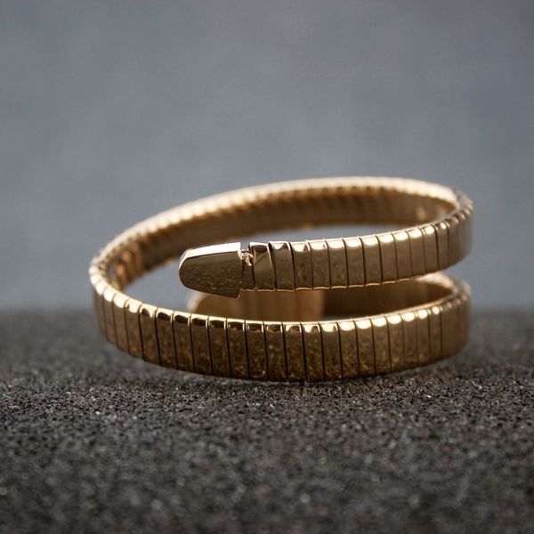 

woman enamel multi-layer open bangle elasticity titanium steel snake head bangles women charms fine jewelry, Black