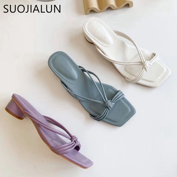 

suojialun 2020 new summer low heels slippers rome narrow band beach sandal female peep toe square heel brand flip flops mujer, Black