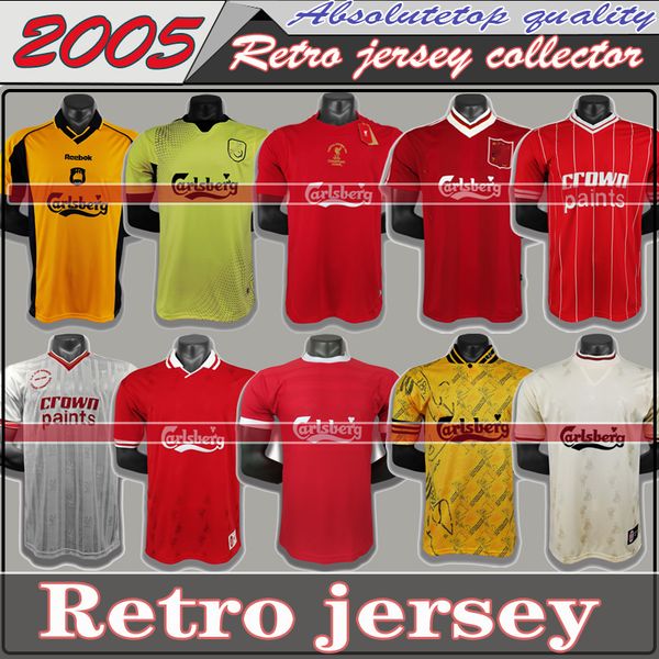 

lvp retro soccer jersey 89 91 95 96 04 05 final istanbul 8 gerrard steven 2005 smicer alonso hamann champion maglia maillot quality, Black;yellow