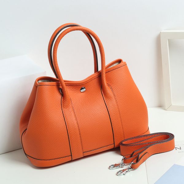 

2020 new layer cowhide garden bag fashion trend wild basket bag shoulder diagonal handbag big