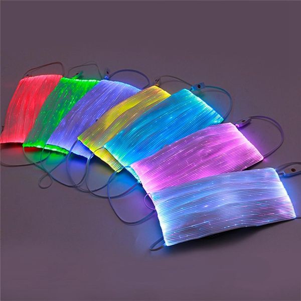 

led light glowing masks usb charge changeable luminous colorful mask fiber optic emitting face mask disco masquerade party mouth cover yl77