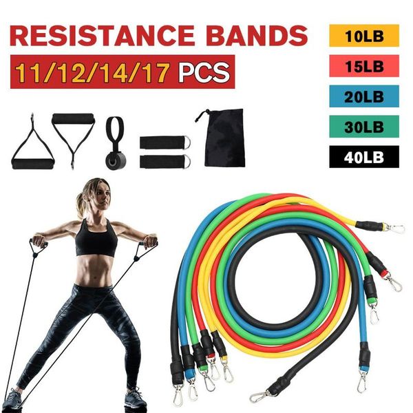

resistance bands 11/12/14/17pcs/set pull rope fitness exercises latex tubes pedal excerciser body training workout yoga
