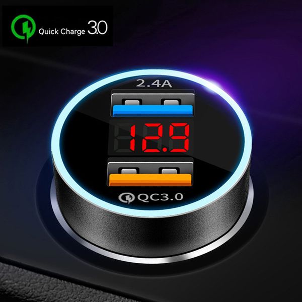

quick charge 3.0 + 2.4a car charger 18w qc3.0 dual usb car-charger for iphone cigarette lighter fast phone adapter