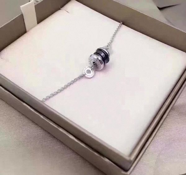 

s925 sterling silver bracelet european and american fashion wild black ceramic jewelry for men and82