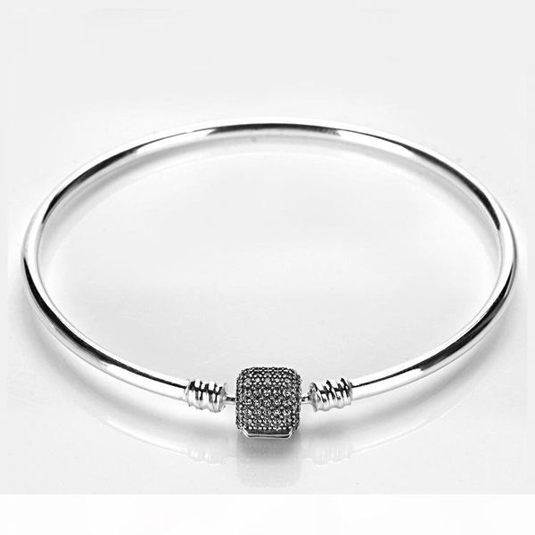 

moments sparkling pave bangle bracelet sets original box for pandora 925 sterling silver charm bracelets women luxury gift jewelry, Black