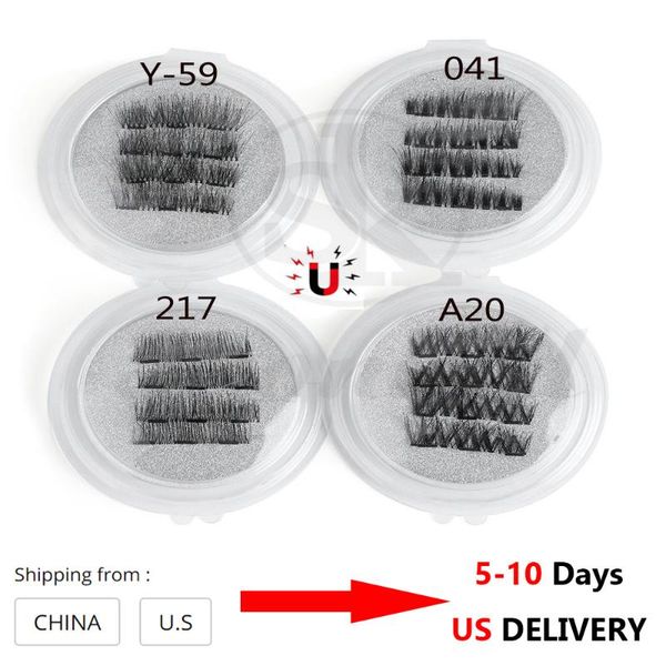 

4 pcs triple magnetic false eyelashes handmade full coverage fake lashes soft cross glue-long eye extension makeup tools