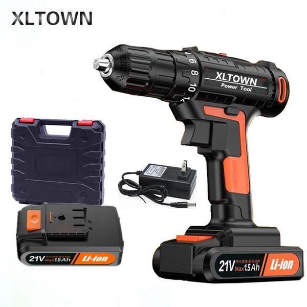 

xltown 12/16.8/21/25v cordless drill with 2 battery rechargeable lithium battery multifunction electric screwdriver power tools