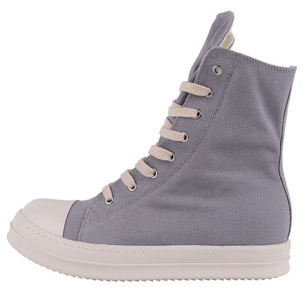 

month high heavy-bottomed men's gray surface wax casual shoes couple female zipper tide men boots, Black