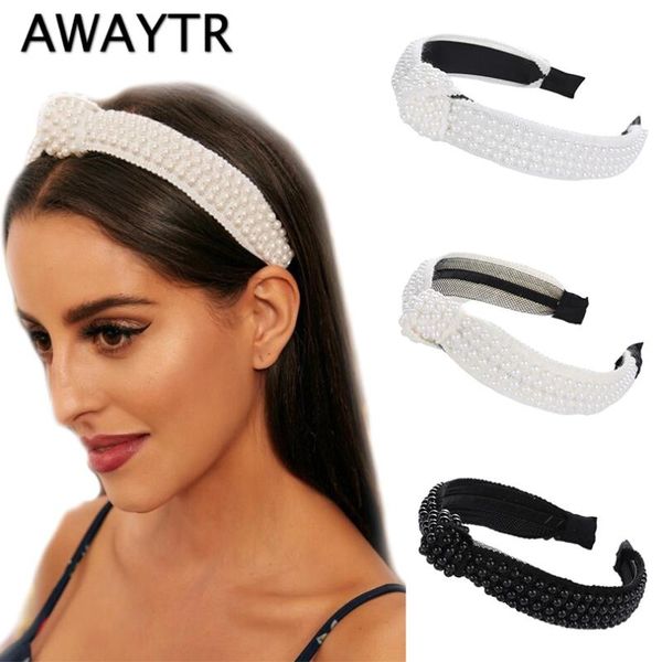 

hair accessories awaytr black white pearl headbands for women cross tie hairbands spanish style headwear headband girls knotted