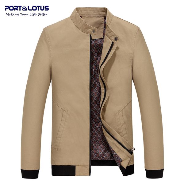 

port&lotus bomber jacket 100%cotton stand collar cuff patchwork brand clothing coats 203 (hd8811)/veste homme wholesale, Black;brown