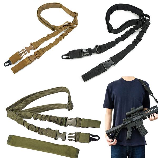 

tactical 2 points rifle gun sling with padded and upgrade version metal hooks heavy duty nylon adjustable bungee gun sling strap belt system