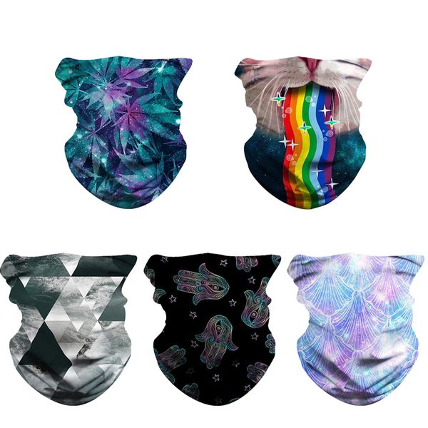 

ice silk face masks protective mask ultraviolet-proof dustproof riding cycling sports printed magic turban mouth masks men women outdoor