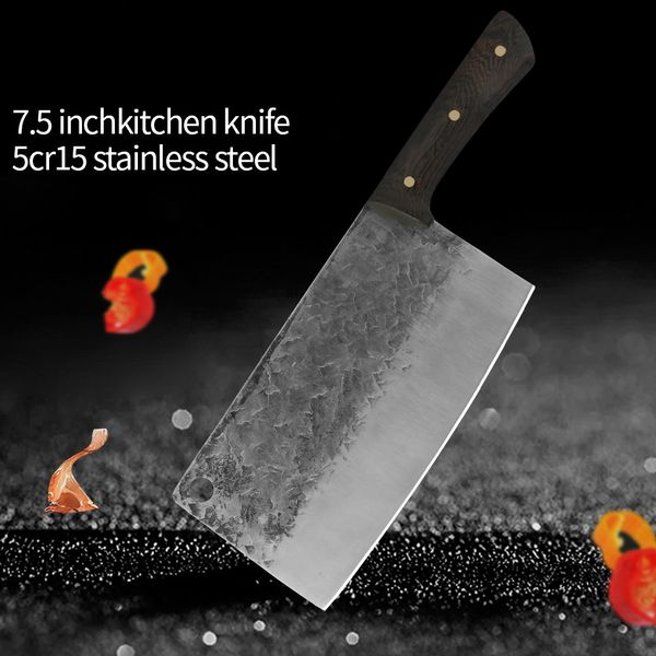 7.5 pollici Biso Bone Chopper Cleaver Forgiato Cinese Butcher Posate Posate Strumento Coltello Camping Fatto a mano a fette Cuoco unico Cucina Coltello da taglio