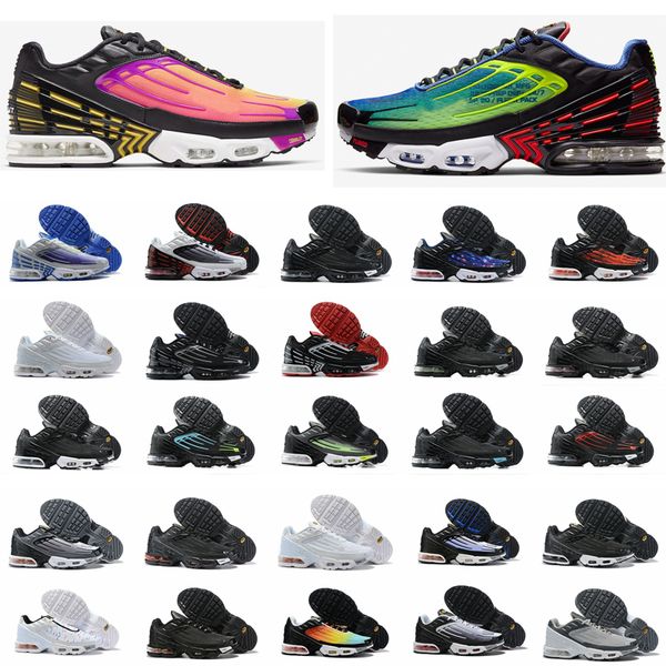 

new turned tn plus 3 iii mens running shoes parachute triple black white tns chaussures homme mercurial trainers zapatos